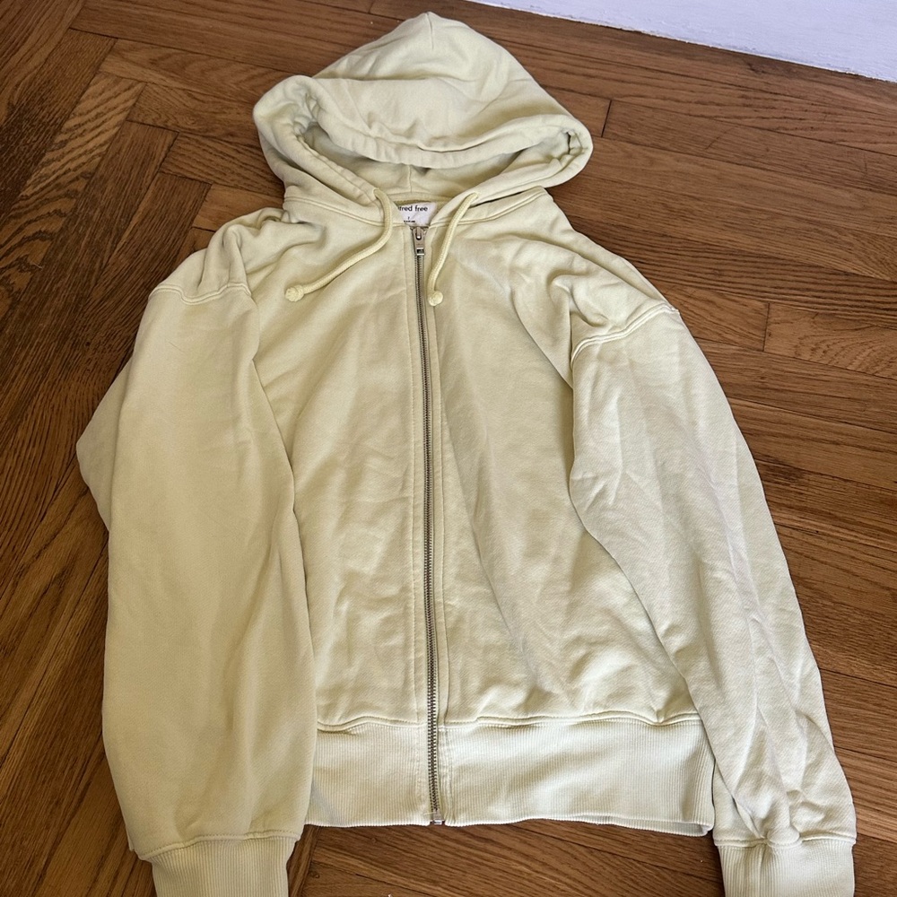Aritzia Pale Yellow Zip-Up Hoodie